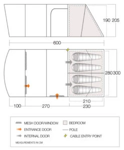 Vango Aether Poled 450XL Tent (2022) 13 Vango Aether Poled 450XL Tent (2022) -Professional Camping Store aether 450xl floorplan low