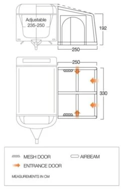 Vango Airbeam Vango Balletto Air 330 Elements ProShield Caravan Awning (2023) -Professional Camping Store balletto 330 floorplan