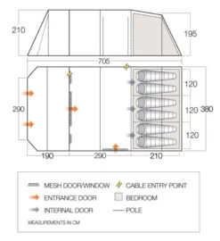 Vango Joro Poled 600XL Tent (2022) -Professional Camping Store joro 600xl floorplan low