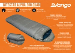 Vango Nitestar Alpha 300 Quad Sleeping Bag (FOG) -Professional Camping Store nitestar 300 infographic