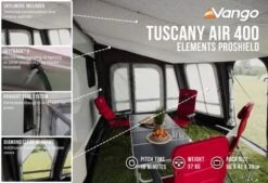 Vango Airbeam Vango Tuscany Air 400 Elements Proshield Caravan Awning (2023) -Professional Camping Store tuscany air 400 eps in