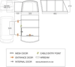 Vango Airbeam Vango Galli III Low Airaway Awning (2022) -Professional Camping Store vango 2019 awnings floorplan galli low