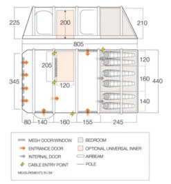 Vango Airbeam Vango Anantara IV TC 650xl Air Tent (2023) -Professional Camping Store vango 2021 airbeam si pro floorplan anantara iii air tc 650xl 1